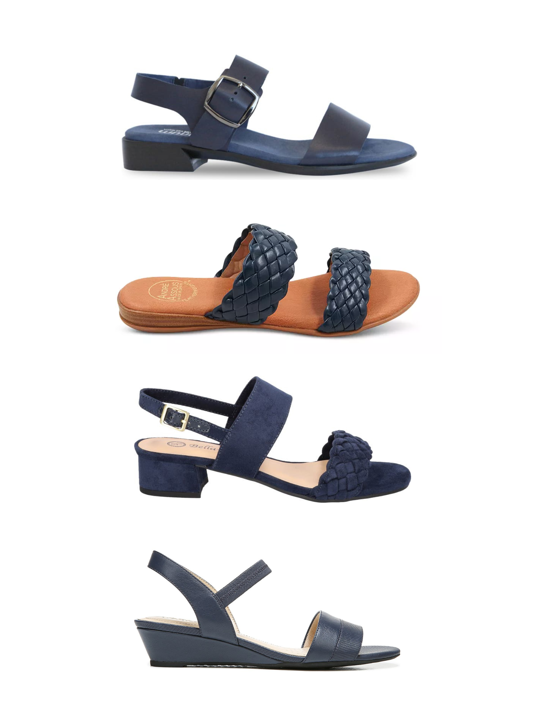 stylish and comfortable navy blue sandals and wedges 